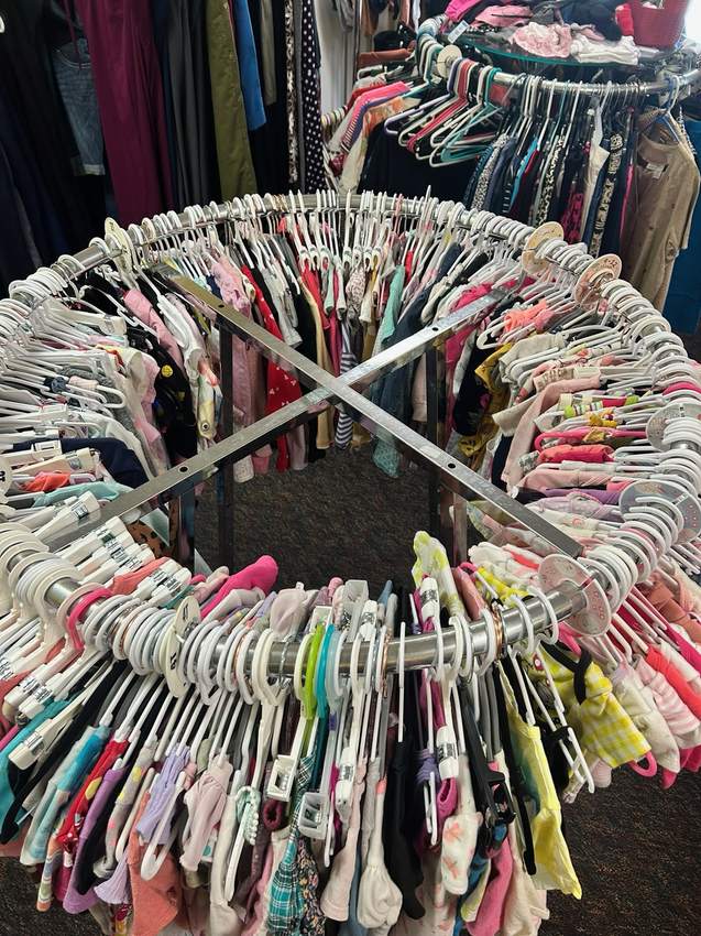 Kids’ clothing rack at Kenny’s Kloset